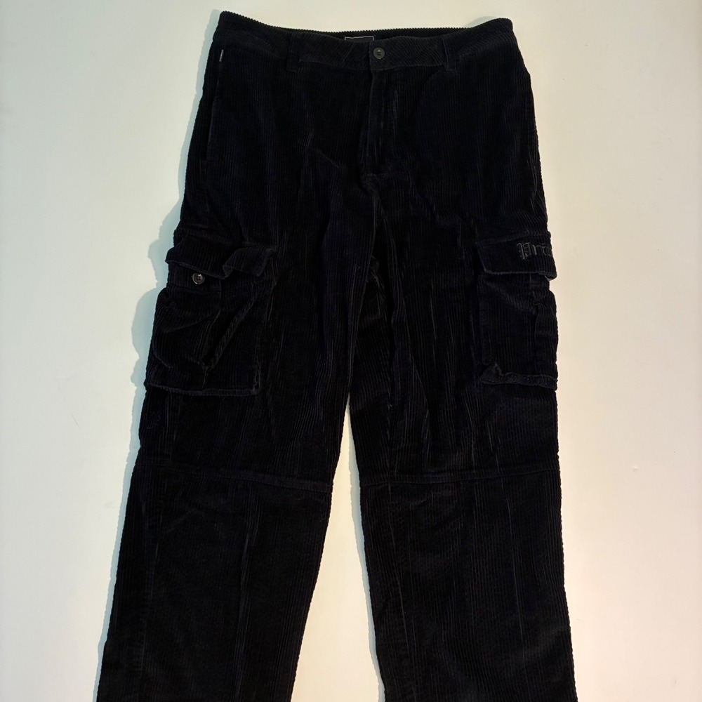 Primitive Skateboarding Mens Size 34 Black Corduroy Cargo Pants Straight Leg